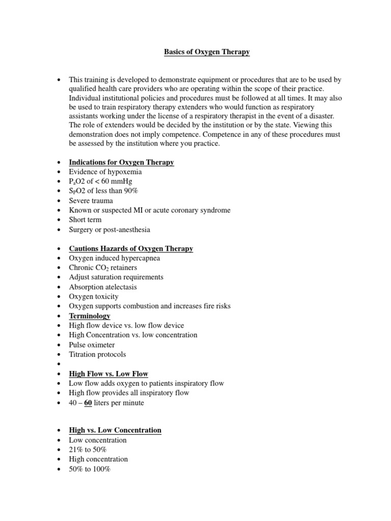 Basics of Oxygen Therapy PDF Respiration Clinical Medicine