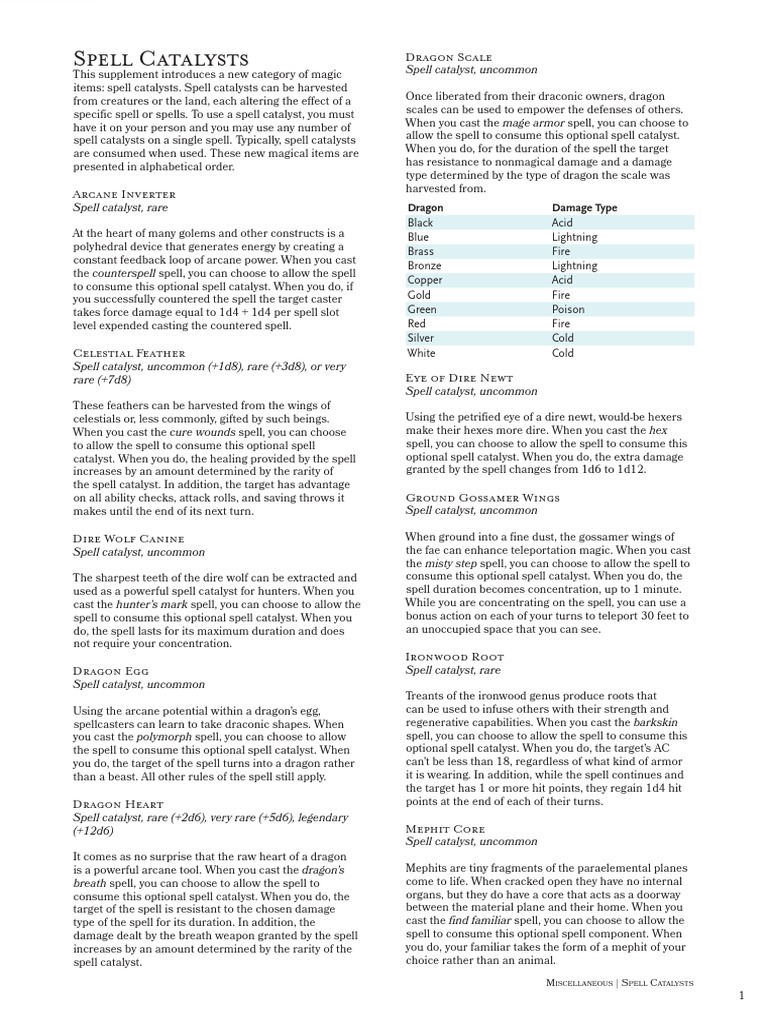 Spell Catalysts: Enhance Your Magic | PDF | Nature | Leisure