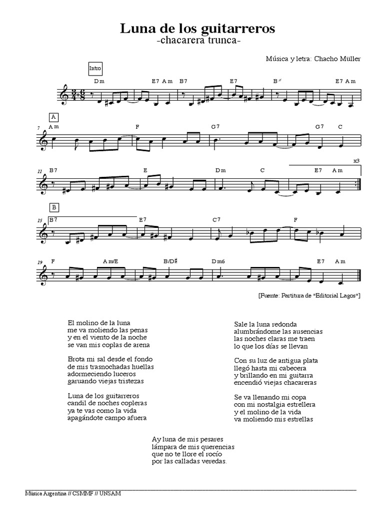Luna de Los Guitarreros Chacarera Trunca (Chacho Müller) PDF