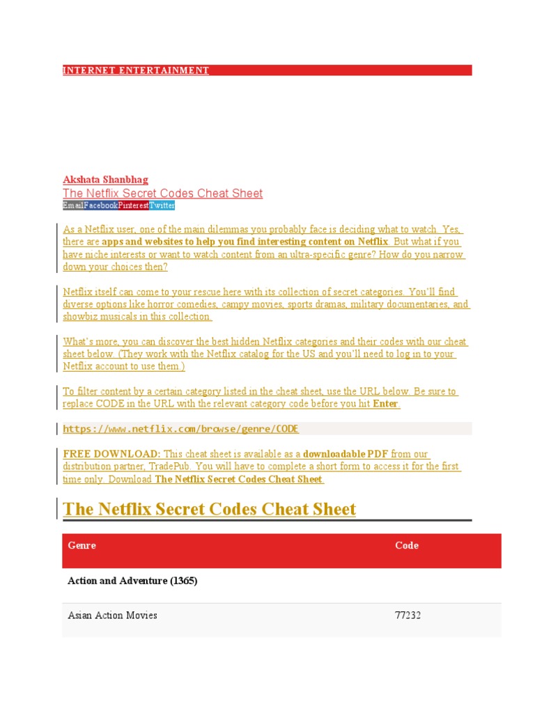 Netflix Secret Codes for Adults 2022 | PDF | Horror Films | Action Films