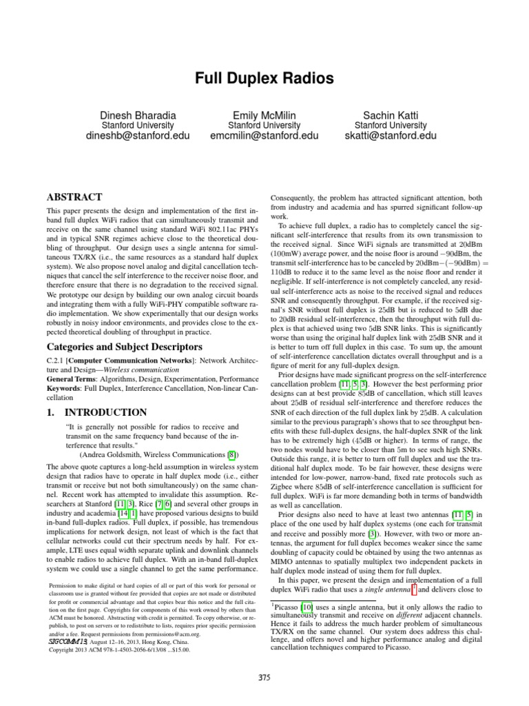 2486001.2486033 Full Duplex WiFi | PDF | Duplex (Telecommunications ...