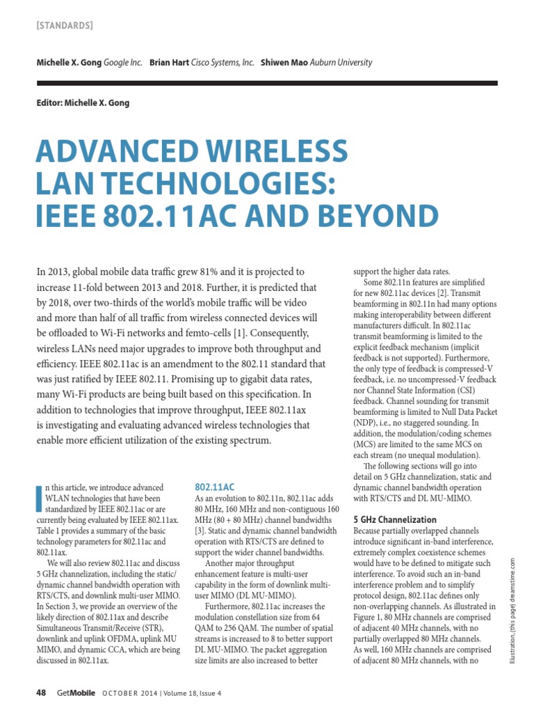 IEEE 802.11ac WLAN Technologies Overview | PDF | Ieee 802.11 | Wi Fi
