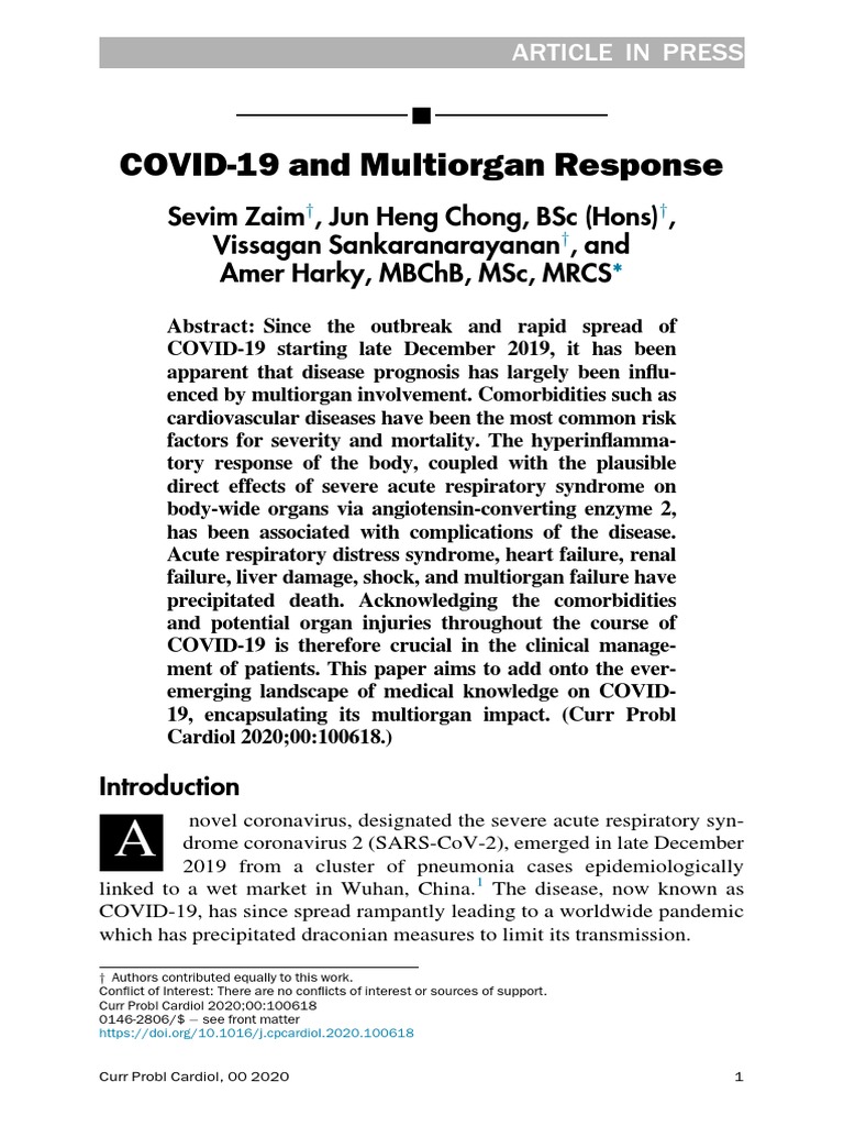 COVID-19's Multiorgan Impact Explained | PDF | Cardiovascular Diseases ...