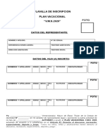 Planilla de Inscripcion Plan Vacacional