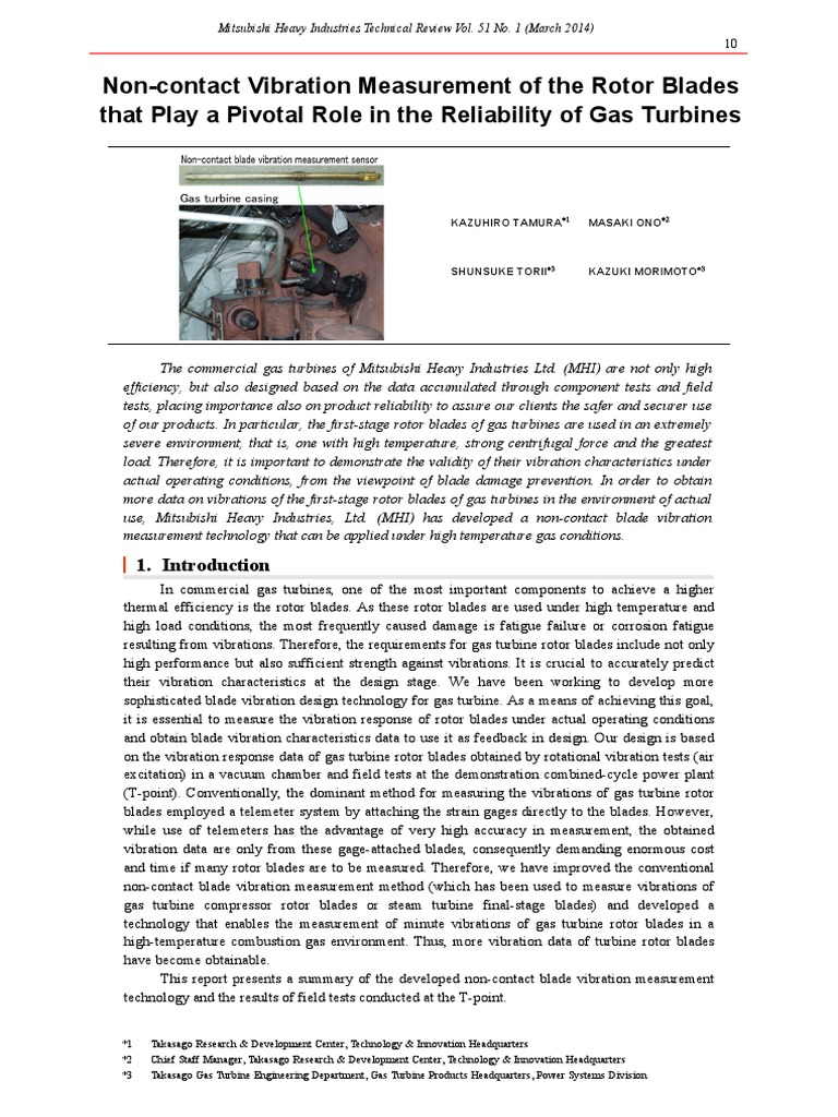 Non Contact Vibration Measurement of Rotor | PDF | Turbine | Gas Turbine