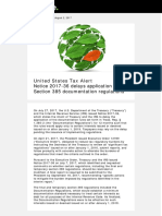 United States Tax Alert: Notice 2017-36 Delays Application of Section 385 Documentation Regulations