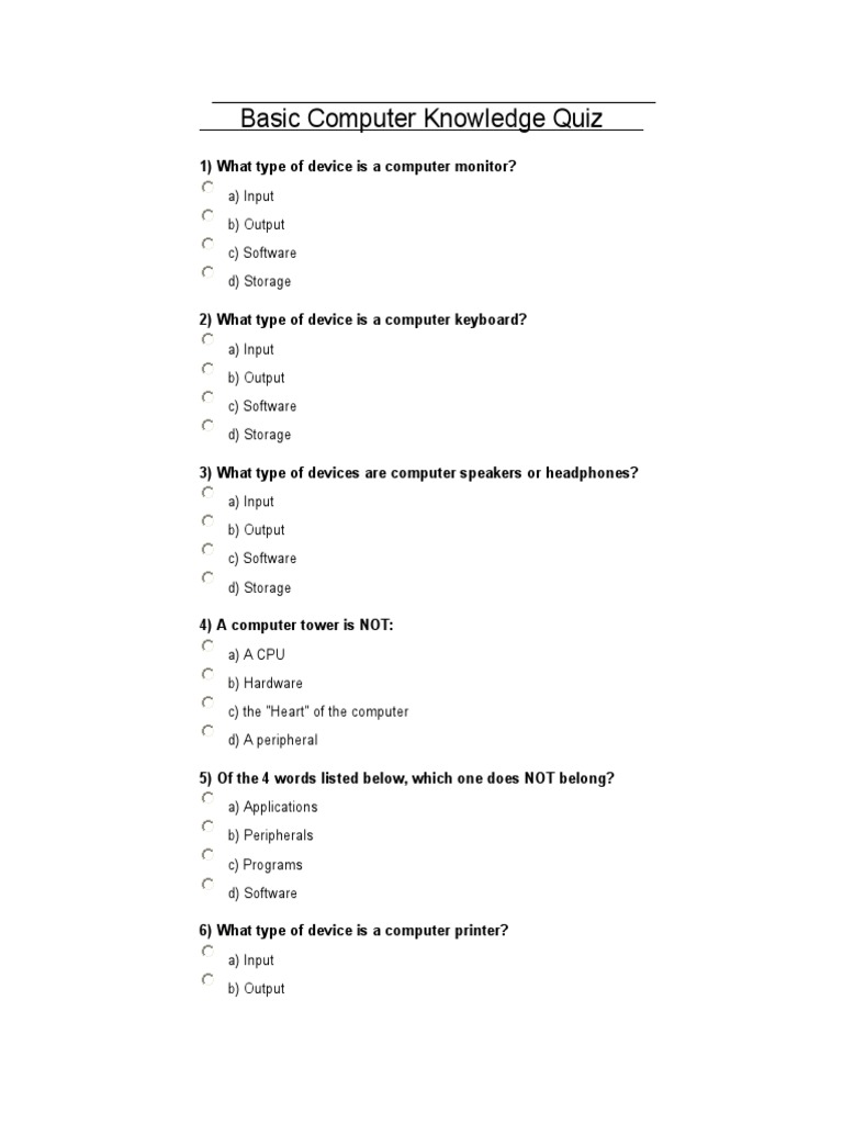 Quiz Com PDF Computer Hardware Input/Output