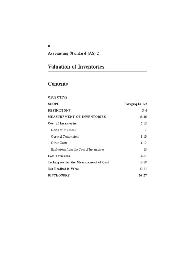 AS 2: Inventory Valuation Standards | PDF