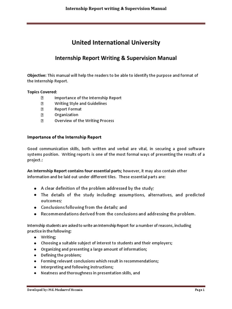 United International University: Internship Report Writing ...