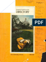 University of Iowa Student, Faculty, and Staff Directory 1981-1982