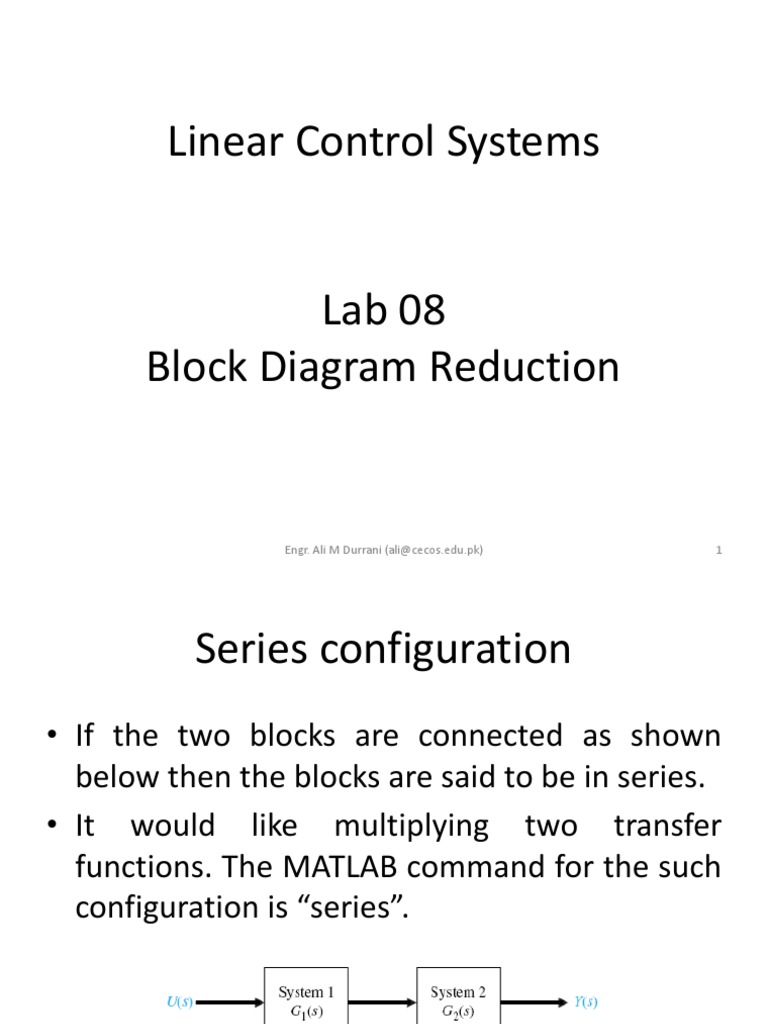 Block Diagram Reduction Techniques Series, Parallel, and Feedback