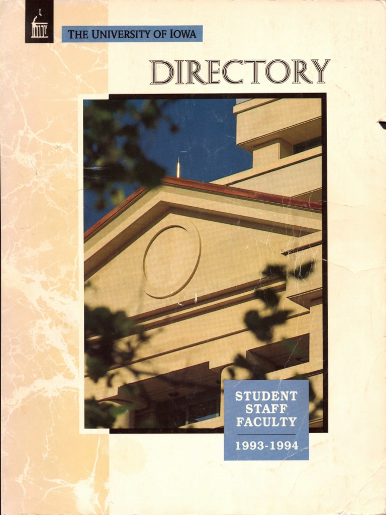 University of Iowa Student, Faculty, and Staff Directory 1993-1994 PDF Telephone Numbering Plan Emergency