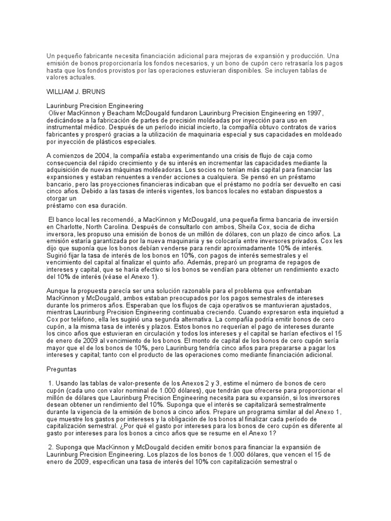 Laurinburg Precision PDF Bancos Interés
