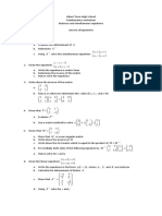 Albert Town High School Mathematics worksheet on matrices and simultaneous equations