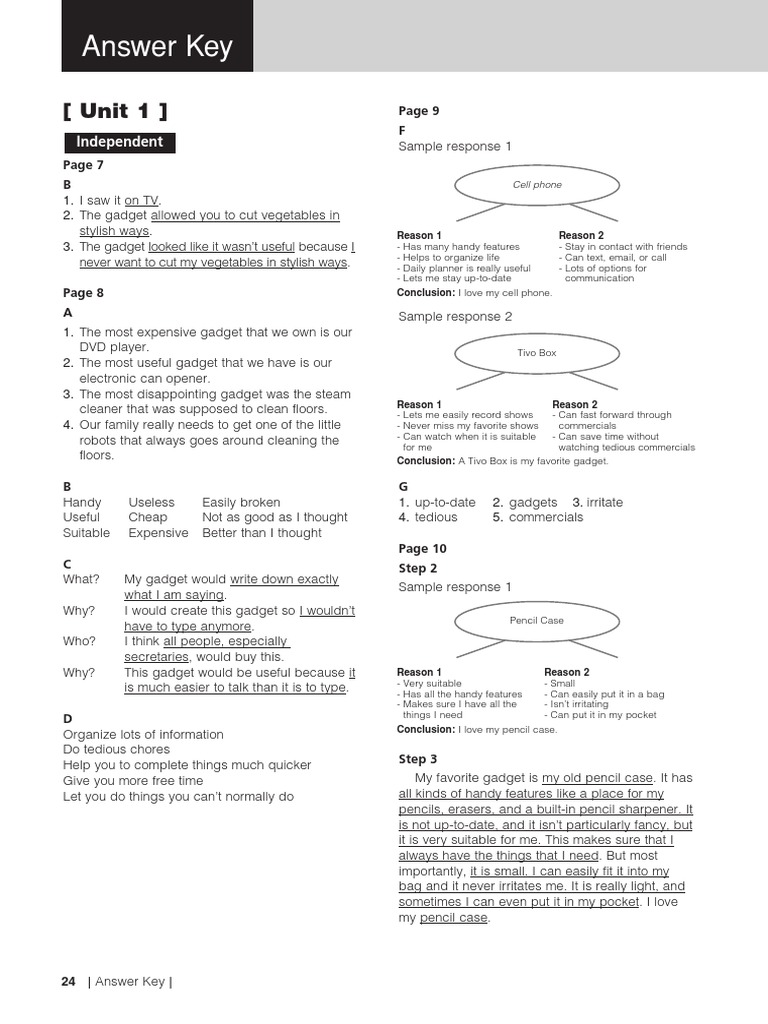 Answer Key | PDF | Foods | Thought