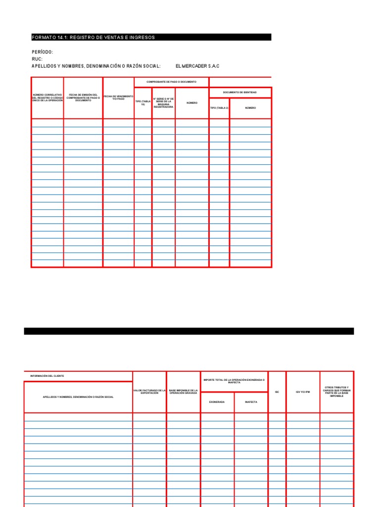 Formato Registro de Ventas y Compras | PDF | Inventario | Corporaciones