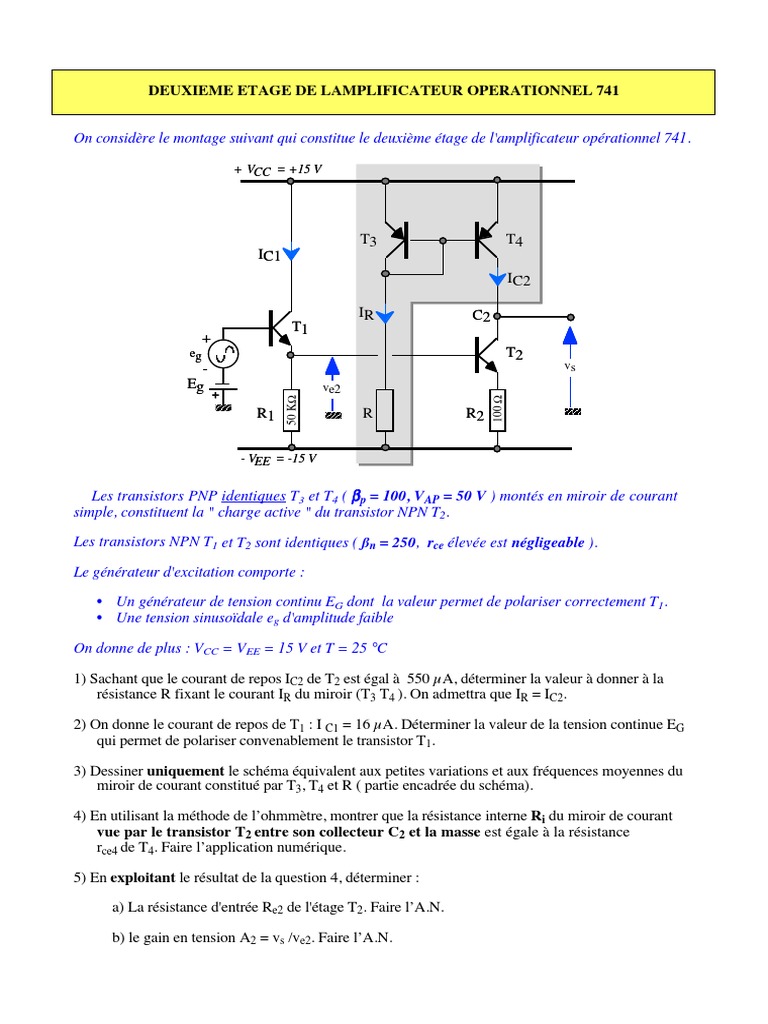 Comment Etablir Un Schema Equivalent De Montage à Transistor 2 Etage741a PDF | PDF | Transistor bipolaire | Composants électriques