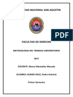 UNIVERSIDAD NACIONAL SAN AGUSTIN FACULTAD DE DERECHO METODOLOGÍA DEL TRABAJO UNIVERSITARIO