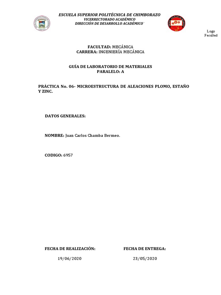 Microestructura de aleaciones plomo estaño zinc PDF Aleación Dirigir