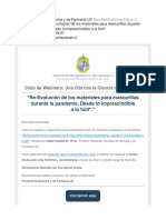 Invitación Re-Evolución de los materiales para mascarillas durante la pandemia. Desde lo imprescindible a lo fútil