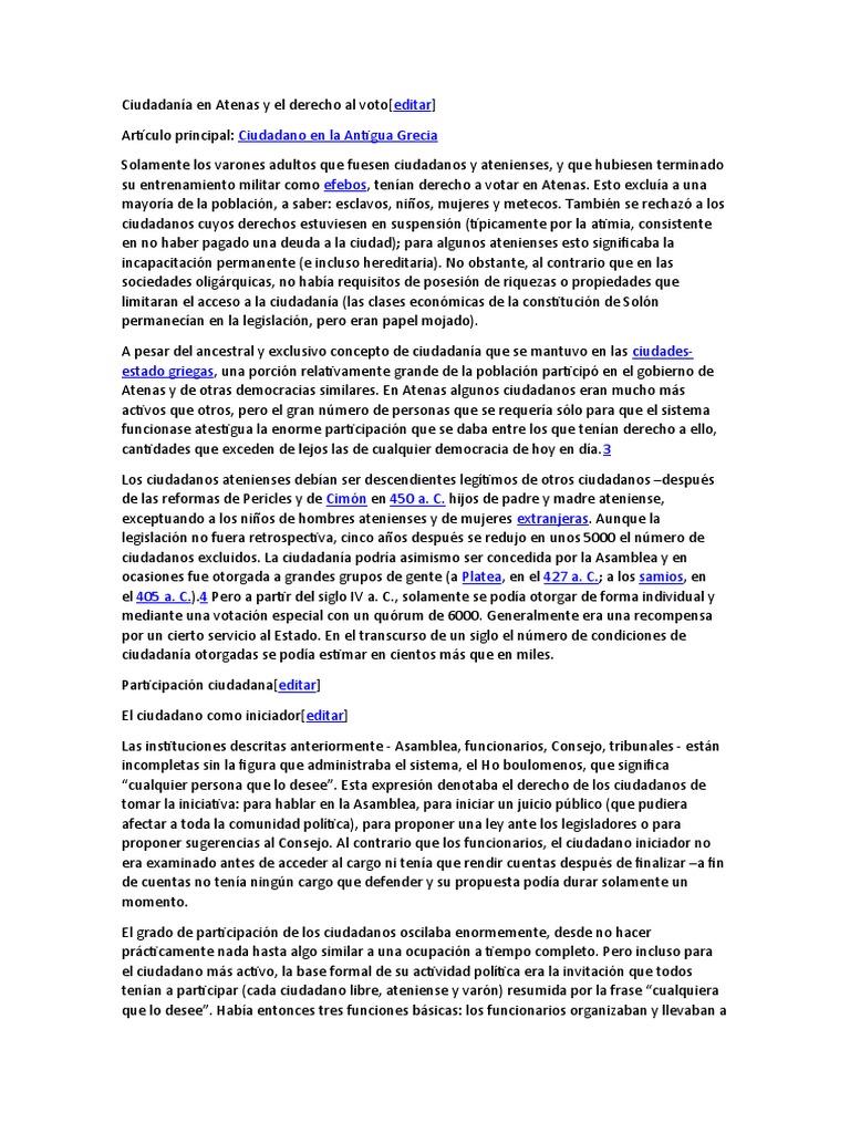 Ciudadanía y Voto en Atenas | PDF | Gobierno | Política (general)