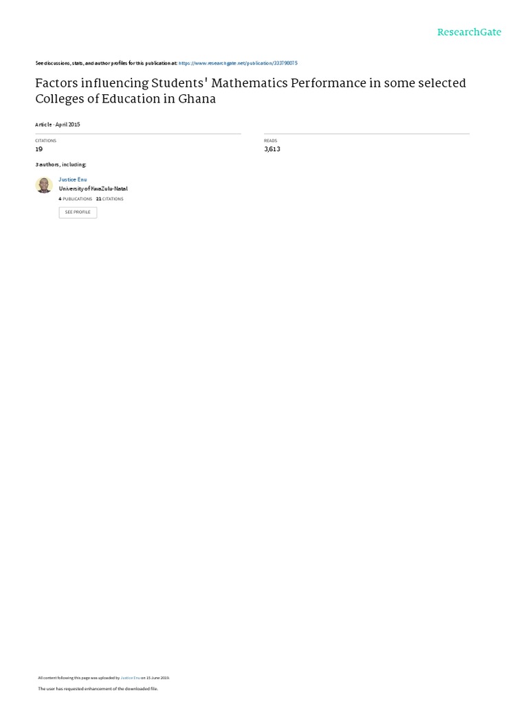 Factors Affecting Math Performance in Ghana | PDF | Attitude ...