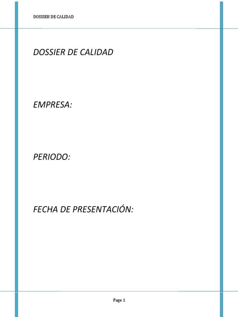Ejemplo de Dossier de Calidad | PDF | Sistema de manejo de calidad ...