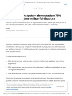 Datafolha - 75% Apoiam Democracia e 78% Dizem Que Regime Militar Foi Ditadura - Política - G1