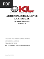 Artificial Intelligence Lab Manual: (ACADEMIC YEAR: 2018-19) Semester - I