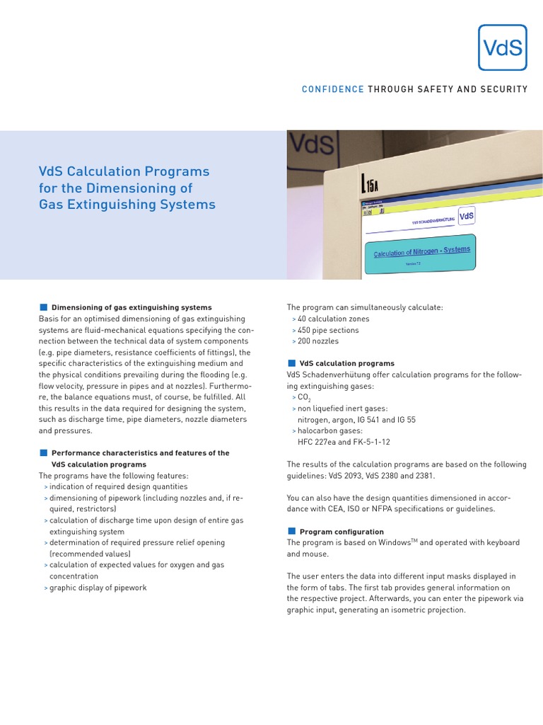 Vds Calculation Programs For The Dimensioning of Gas Extinguishing ...