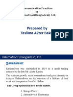 Prepared by Taslima Akter Bakul: Communication Practices in Rahimafrooz (Bangladesh) LTD