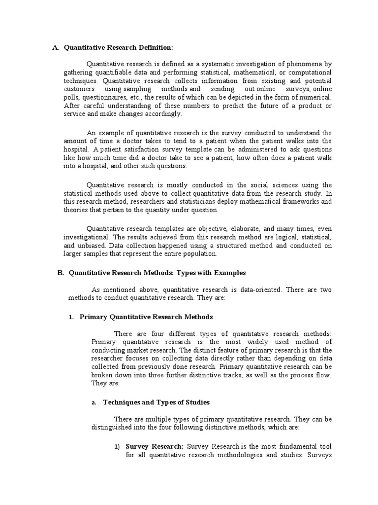 Quantitative Research Definition | PDF | Sampling (Statistics) | Survey