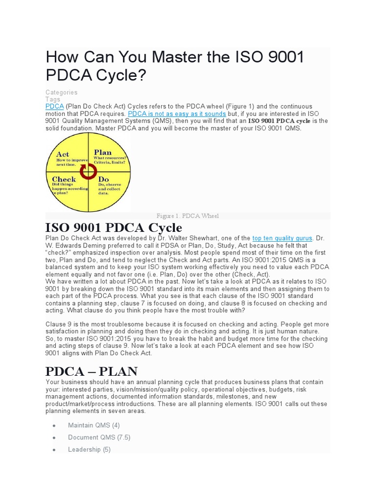 Mastering the ISO 9001 PDCA Cycle | PDF | Iso 9000 | Quality Management