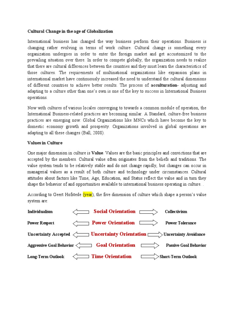 Cultural Change in Global Business | PDF | Organizational Culture | Goal