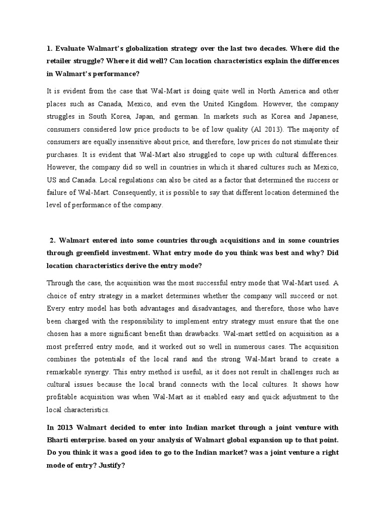 Wal Mart Solved Download Free PDF Walmart Joint Venture