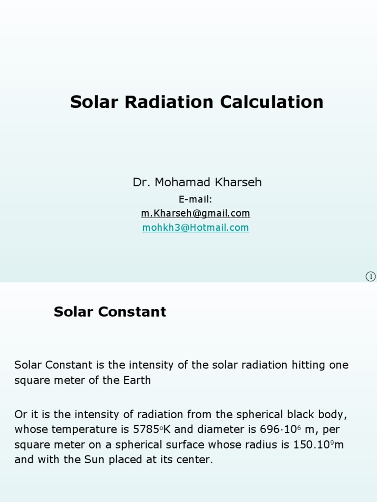 Solar Radiation Calculation Dr Mohamad Kharseh Download Free Pdf