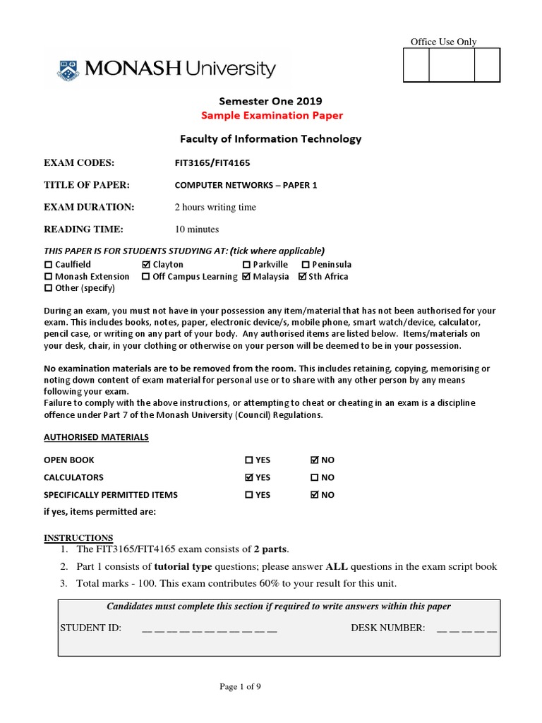 Sample Exam Paper-2019-SEM-1 | PDF | Transmission Control Protocol ...