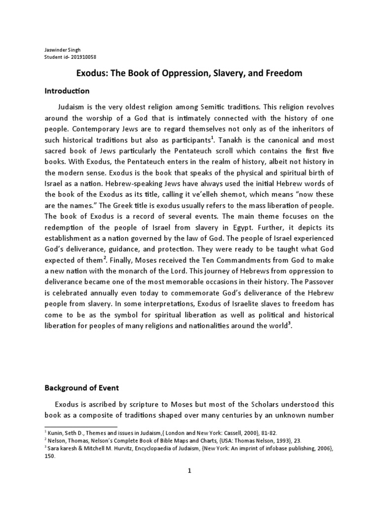 Exodus The Book Of Oppression Slavery And Freedom Jaswinder Singh