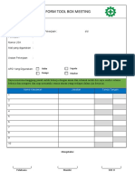 Tool Box Meeting Form untuk Keselamatan Kerja