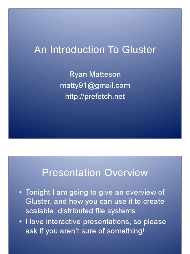 Overview of Gluster File System | PDF | Computer Cluster | Data Management
