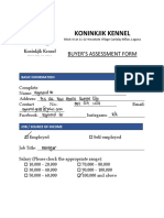 Koninkjik Kennel: Buyer'S Assessment Form