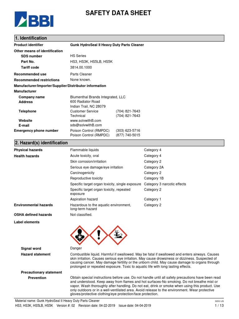 Gunk Heavy Duty Gel Engine Degreaser PDF Dangerous Goods, 54 OFF