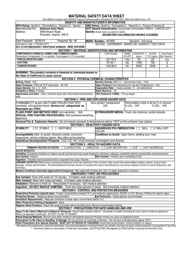 CarQuest Wearever Brake Parts Cleaner WES W5089 PDF PDF Carbon