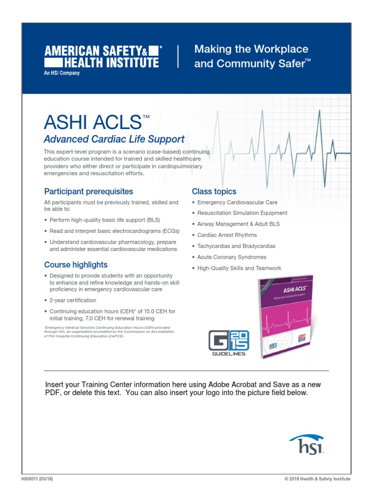 ASHI ACLS Form Field Flyer | PDF | Emergency Medical Services | Medical ...