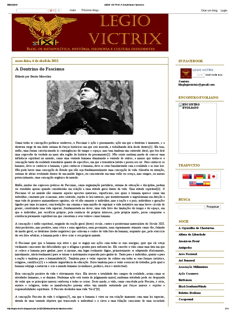 A Doutrina Do Fascismo | PDF | Fascismo | Estado