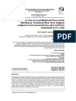 Studies On Use of Local Medicinal Flora in Nest Building by Threatened Bird, Grus Antigone Kaushambi (U.P.), India