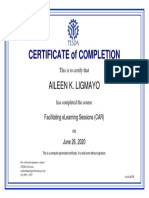 Facilitating Elearning Sessions (CAR) - Certificate of Completion PDF