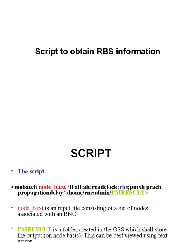 Script For RBS Site Info | PDF | Business | Technology & Engineering
