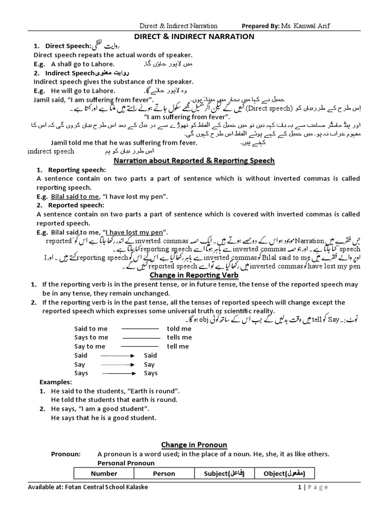 Direct & Indirect Narration | PDF | Thou | Grammatical Number