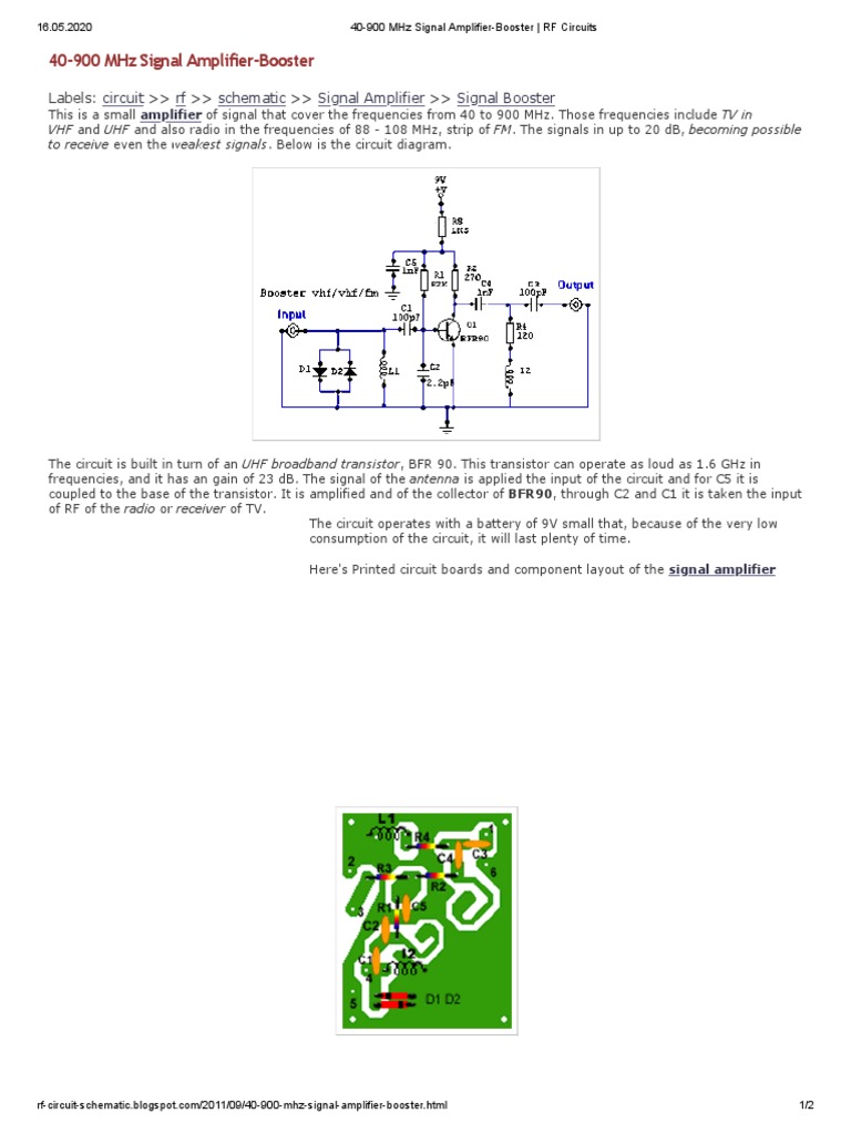 40-900 MHz Signal Amplifier Circuit | PDF